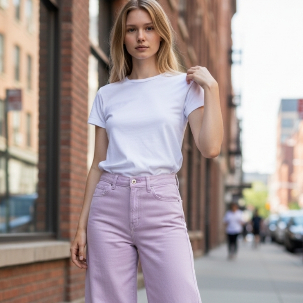 GAP High Rise Wide Leg Light Pink Denim Pants